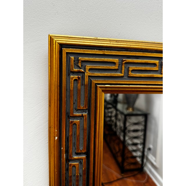 Pair of Vintage Traditional Neoclassical Greek Key Gold Finish Accent Wall Mirrors For Sale - Image 10 of 12