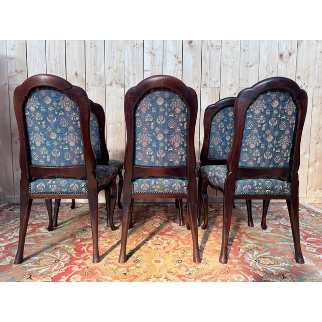 19th Century English Mahogany, Jacquard Fabric Chippendale Chairs, Set of 6 For Sale - Image 4 of 10