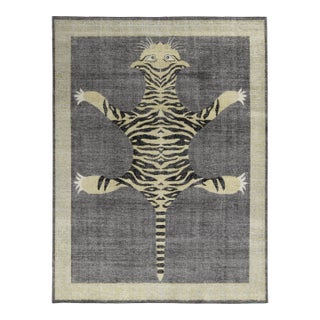 Rug & Kilim’s Tiger Square Rug in Charcoal, 3x3 For Sale
