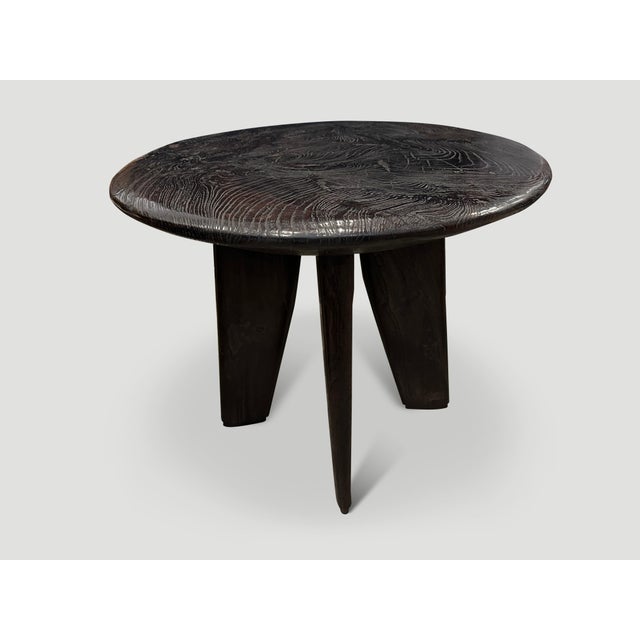 Andrianna Shamaris Mid Century Couture Espresso Stained Table For Sale - Image 4 of 6