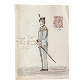 Unknown, Musical Uniform, Painting in Mixed Media, 1881 For Sale