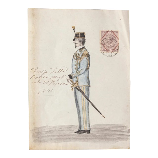 Unknown, Musical Uniform, Painting in Mixed Media, 1881 For Sale
