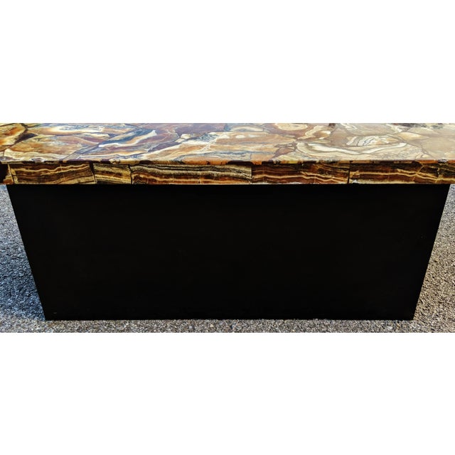 Mid-Century Modern Italian Quartz Specimen Abalone Shell Style Marble Coffee Table For Sale - Image 10 of 12