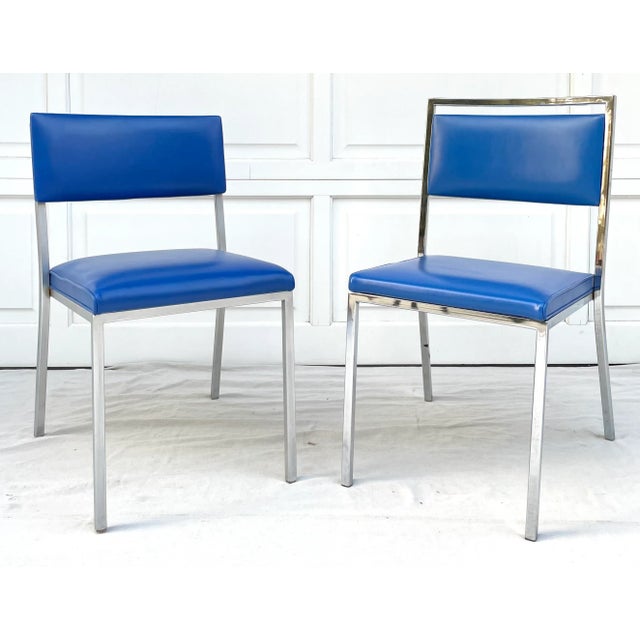 Vintage Bright Blue and Steel Modern Side Chair For Sale - Image 12 of 13