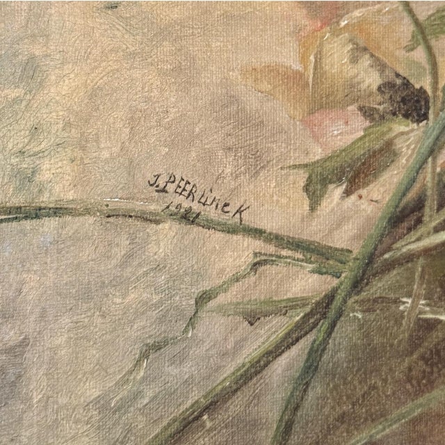 Pair of Antique French Framed Oils on Canvas by J. Peerlinck, Dated 1921 For Sale - Image 17 of 18