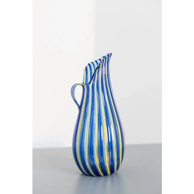 Venini Vintage Yellow & Blue Murano Glass Vase by Paolo Venini, 1950s For Sale - Image 4 of 5