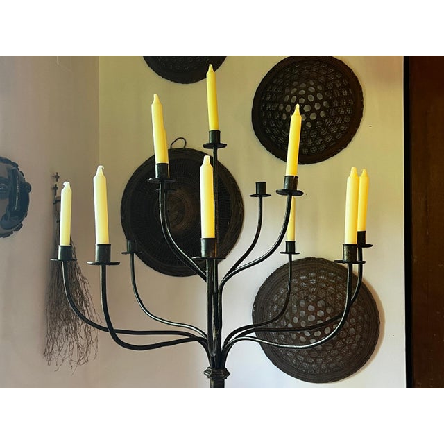 20th-Century Folk Art French Floor Candelabra with Thirteen Lights in Wrought Iron, 1890s For Sale - Image 3 of 8