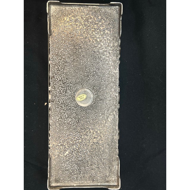 Metal Vintage 1992 Godinger Silver-Plated Ornate Repoussé Jewelry Box With Red Interior For Sale - Image 7 of 7