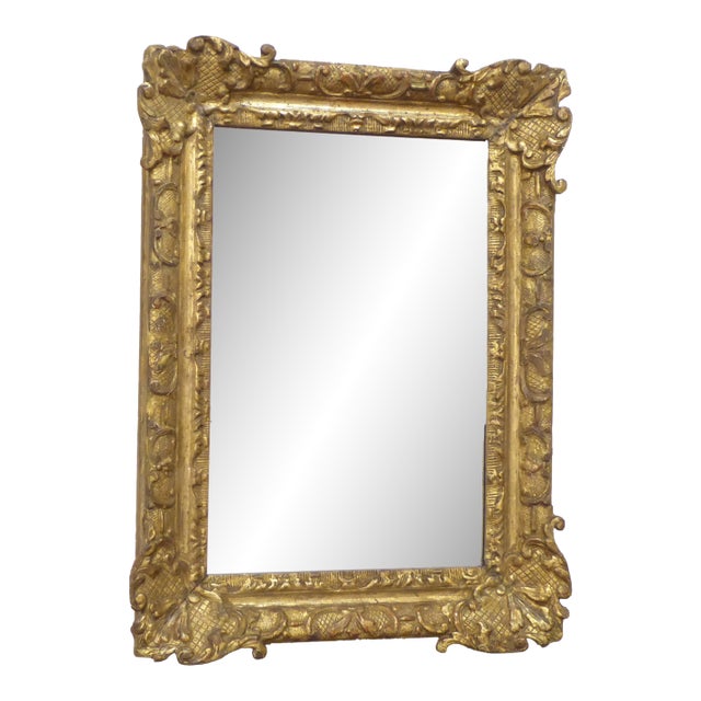 18th Century French Carved Giltwood Small Mirror For Sale