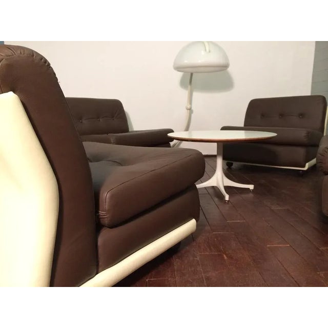 Brown Vintage Amanta Leather Lounge Chairs by Mario Bellini for B&B Italia, Set of 4 For Sale - Image 8 of 18