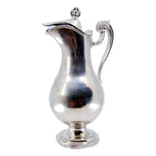Smooth Silver Jug with Knob on Hinged Lid For Sale