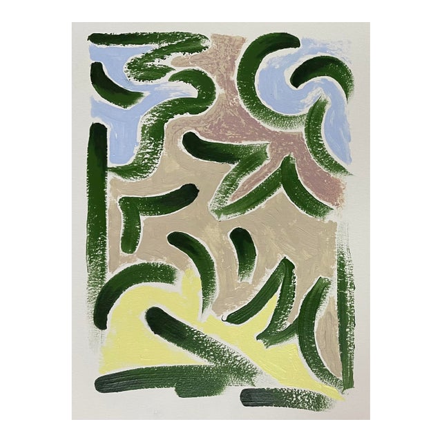 "Hedge" Contemporary Abstract Oil and Acrylic on Paper by Lacey Berry For Sale