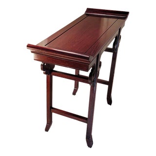 Mid 20th Century Vintage Mahogany Chinoiserie Altar Console Table For Sale