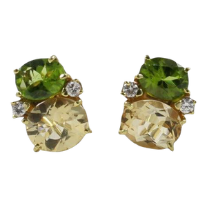 Christina Addison Medium Gum Drop™ Earrings With Peridot and Citrine and Diamonds - a Pair