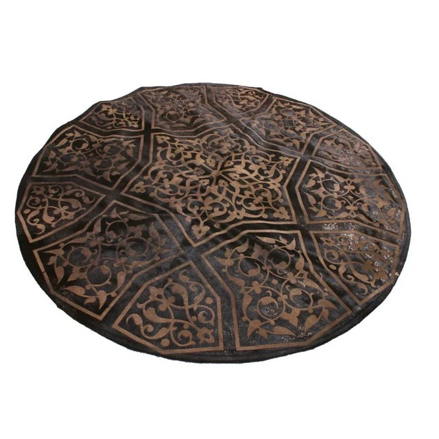 Contemporary Rug & Kilim’s Contemporary Cowhide Geometric Rug in Brown and Black Tones For Sale - Image 3 of 5