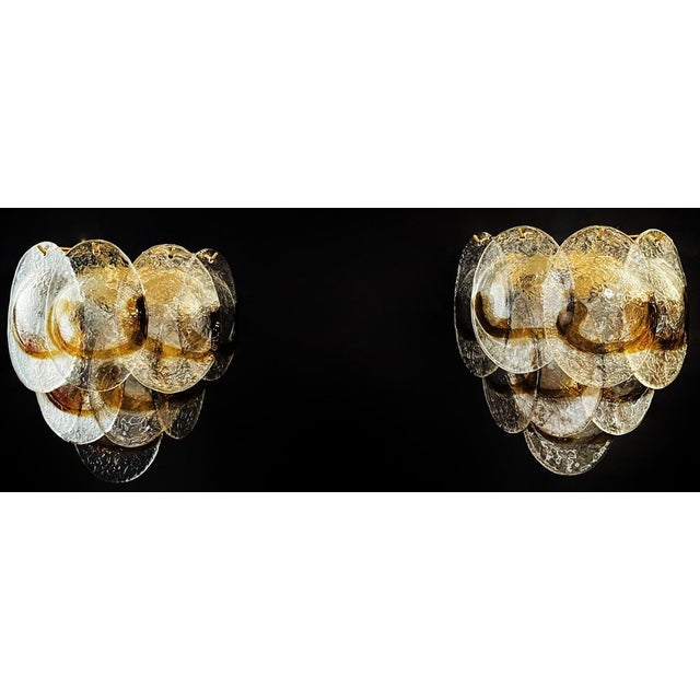 Vintage Italian Murano Wall Lights in Trasparent and Amber Glass, 1970, Set of 2 For Sale - Image 13 of 18