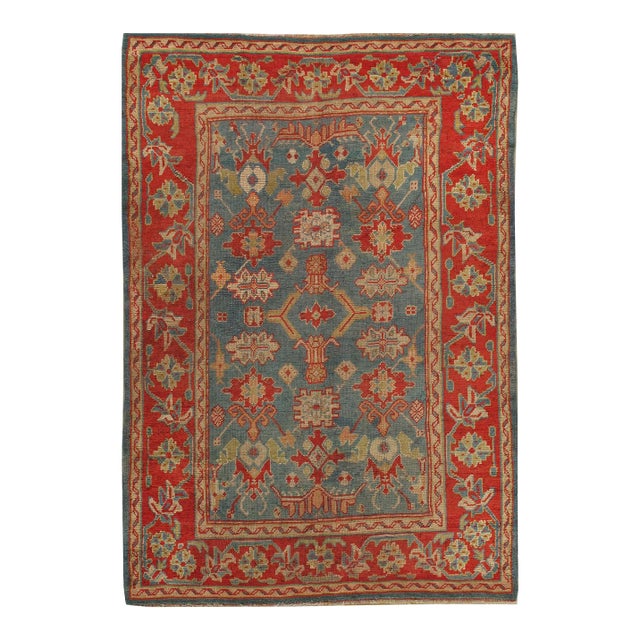Antique Red Turkish Oushak Area Rug, 6' X 9' For Sale