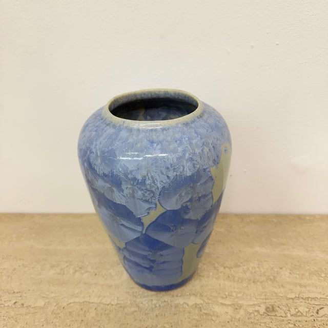 Blue Crystalline Vase Snowflake Collection V&S Gallery, 1980s For Sale - Image 8 of 10