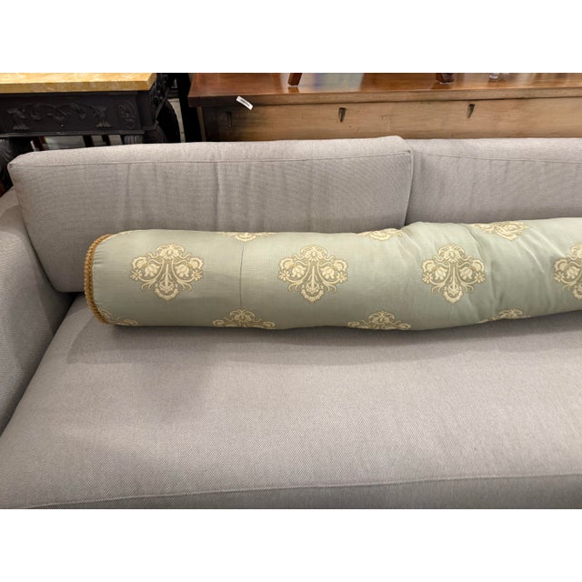 Bespoke Embroidered Damask Long Bolster Pillow For Sale - Image 10 of 12