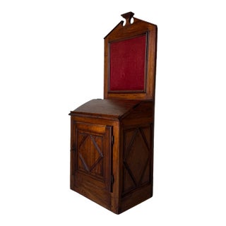 18th Century French Country Walnut Wood Cabinet With Carved Geometric Details For Sale
