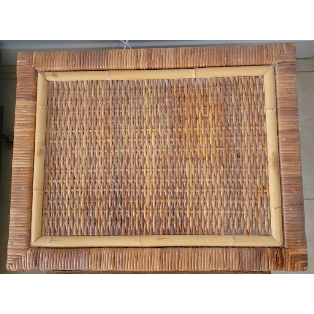 Woven Rattan Nightstand Hollywood Regency - Coastal - Boho Chic Beautiful woven and wrapped Rattan nightstand 2 Draws...