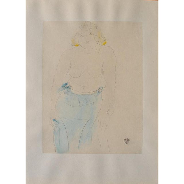 Auguste rodin (1840-1917) beautiful topless woman, 1949 heliogravure and stencil (dreux-barry workshop) signed in the...