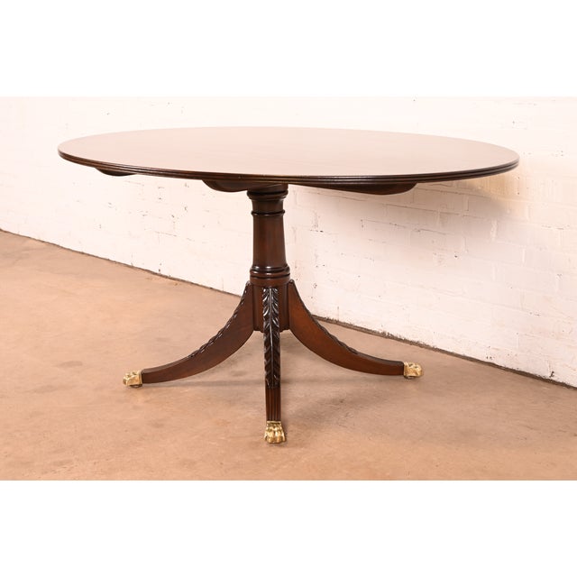 Baker Furniture Company Baker Furniture Style Antique Georgian Mahogany Pedestal Breakfast Table or Game Table, Newly Refinished For Sale - Image 4 of 10