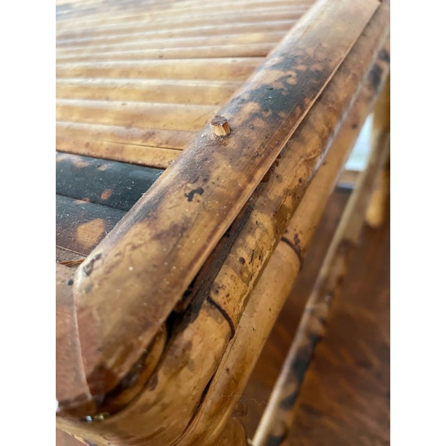 1970s Vintage 1970’s Large Scorched Bamboo Plant Stand or Riser For Sale - Image 5 of 7