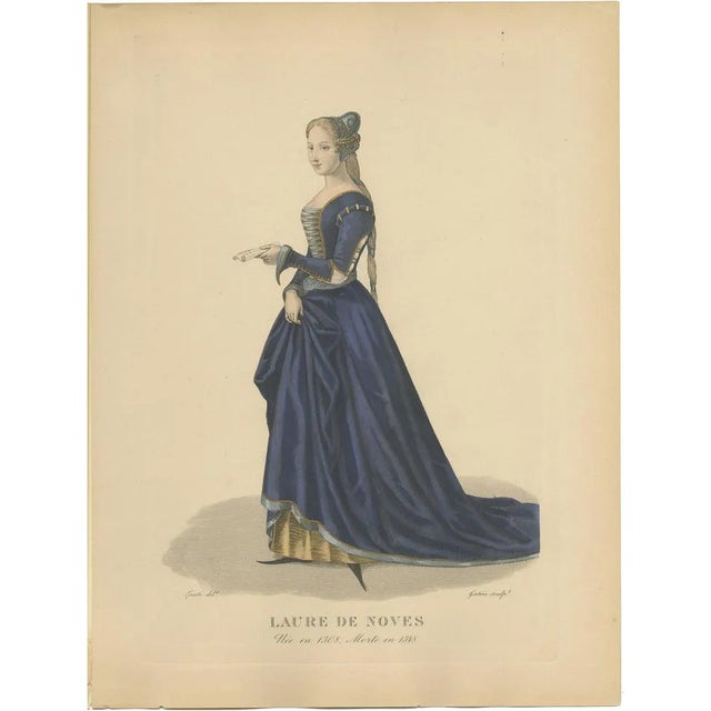 After Louis-Marie Lanté, Portrait of Laure de Noves, La Belle Laure, 1900, Engraving For Sale