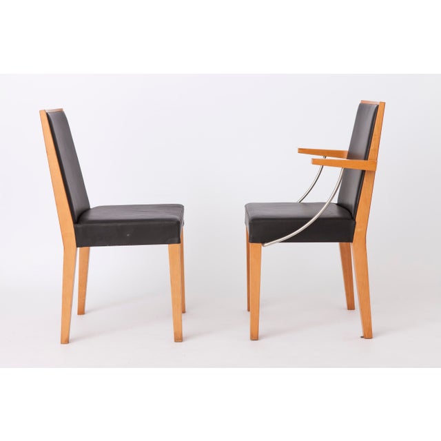 Set of 2 Inno Interior Oak Chairs – Armchair & Side Chair, Finnish Design Beautiful set of two vintage chairs by Finnish...