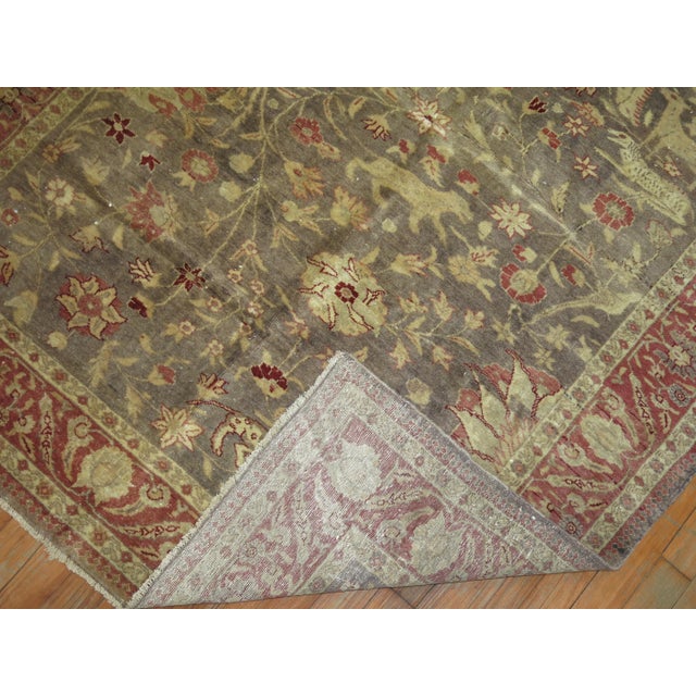 Early 20th Century Zabihi Collection Gray Animal Motif Turkish Fine Sivas Rug - 4'4" x 5'5" For Sale In New York - Image 6 of 8