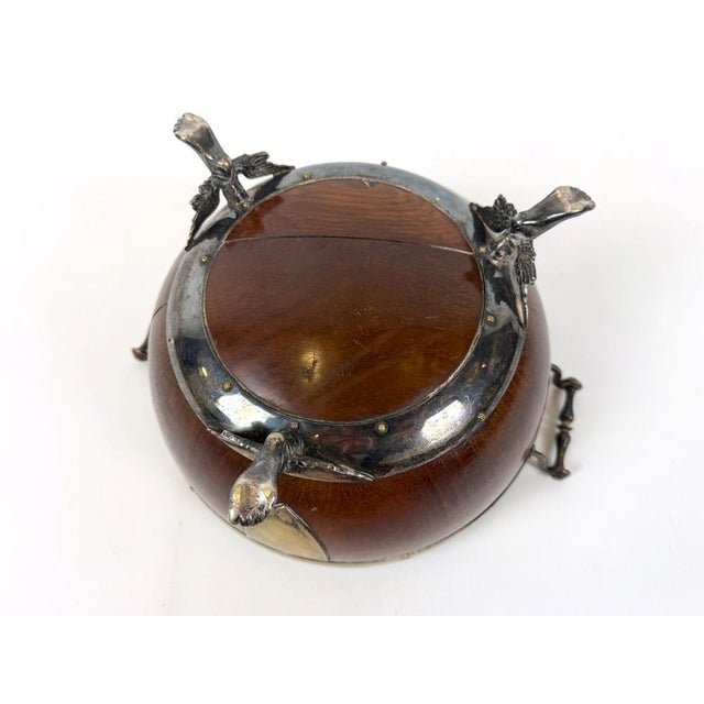 Victorian Silver Plate and Oak Three Handle Trophy Bowl on Mercury Legs, 1870s For Sale - Image 9 of 14