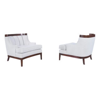 Mid-Century Modern Sculptural Walnut Lounge Chairs After Erwin Lambeth For Sale