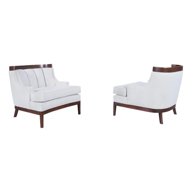 Mid-Century Modern Sculptural Walnut Lounge Chairs After Erwin Lambeth For Sale