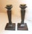 English Pair Antique 1800's Hand Carved English Wood Brass Candlesticks Candle Holders For Sale - Image 3 of 10
