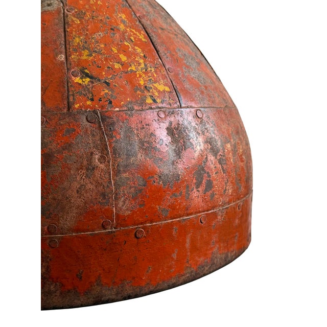 Farmhouse Vintage Iron Orange Farmhouse Industrial Pendant Light For Sale - Image 3 of 6