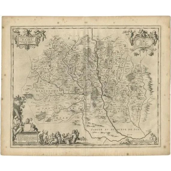 Antique Map of Aire-Sur-Ladour by Janssonius, 1657 For Sale - Image 6 of 6
