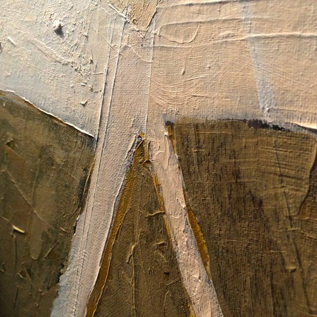 Contemporary Original Oil on Canvas Textured Abstract Painting by CL Auker “Abstract in Beige and White” For Sale - Image 9 of 10