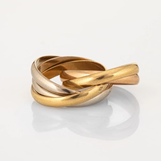 Modern les Must de Cartier 5 Band Trinity Ring Sz 5 1/4 EU 50 18k Gold Vintage Jewellery For Sale - Image 3 of 4