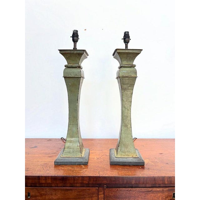 Vintage Tole Verdigris Lamps, Set of 2 For Sale - Image 3 of 4