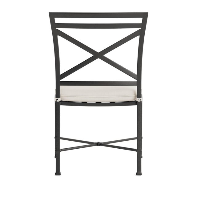 Brown Jordan Brown Jordan Venetian Side Chair, Textured Pewter frame with Fusion Natural fabric For Sale - Image 4 of 11