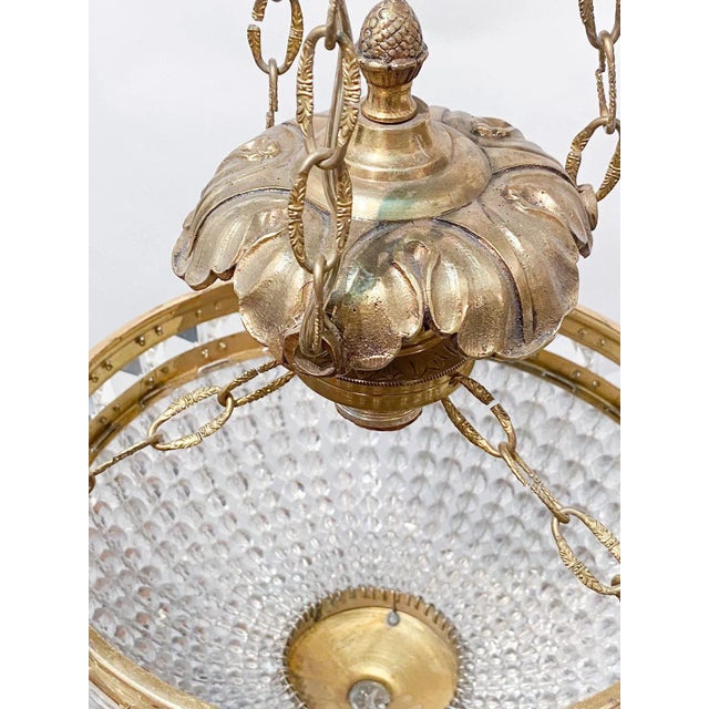 Vintage Brass Beaded Basket Chandelier For Sale - Image 4 of 5