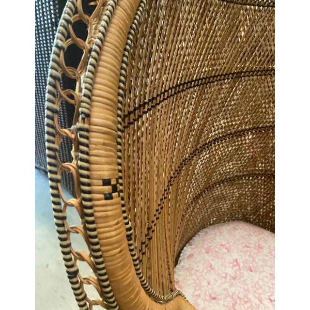 Petite Vintage Wicker Peacock Chair and Cushion For Sale - Image 9 of 12