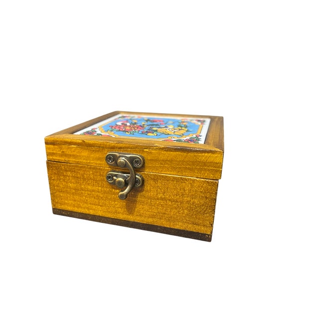 This Handmade Wood & Ceramic Jewelry Box is a masterful blend of rustic woodwork and intricate ceramic art; Artisan...