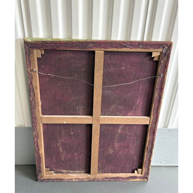 Vintage Floral Topiary Oil Painting on Canvas by Fabrice De Villeneuve For Sale - Image 11 of 11