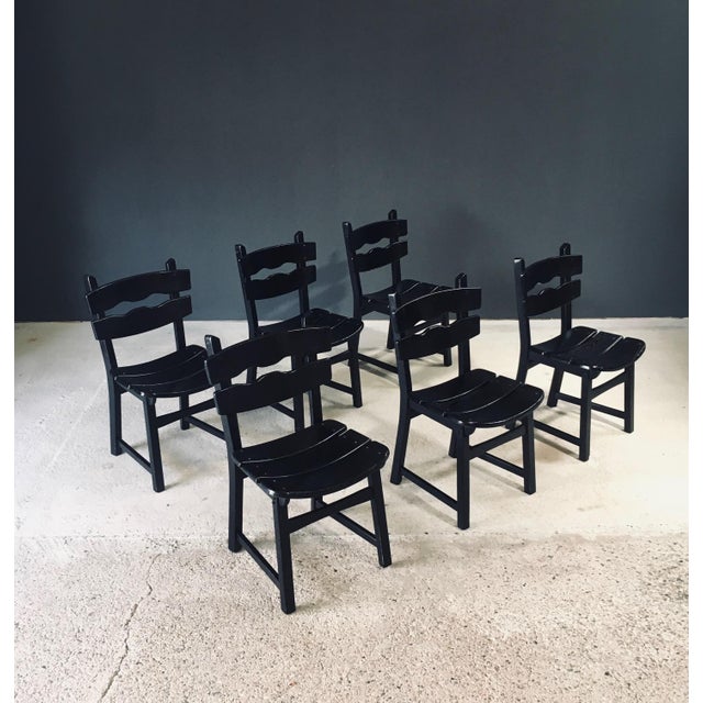 Black Brutalist Dining Chairs by Dittmann for Awa Radbound, Netherlands, 1970s, Set of 6 For Sale - Image 8 of 18