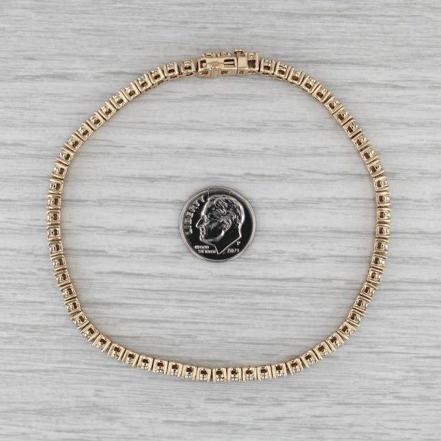 Metal 1.70ctw Diamond Tennis Bracelet 14k Yellow Gold 9" 3.8mm For Sale - Image 7 of 8