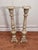 French Baroque Style Taupe Distressed Painted Solid Wood Floor Candlesticks/Plant Stands, a Pair For Sale - Image 9 of 12