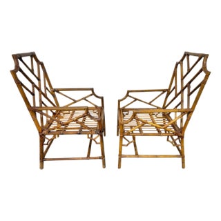 Vintage Bamboo & Rattan Arm Chairs - Set of 2 For Sale