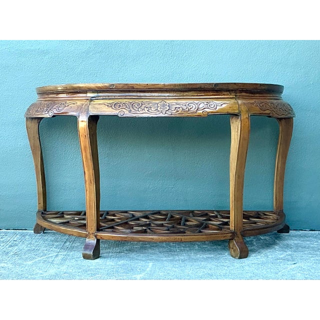 Vintage Fretwork Demilune Console Table For Sale In West Palm - Image 6 of 12